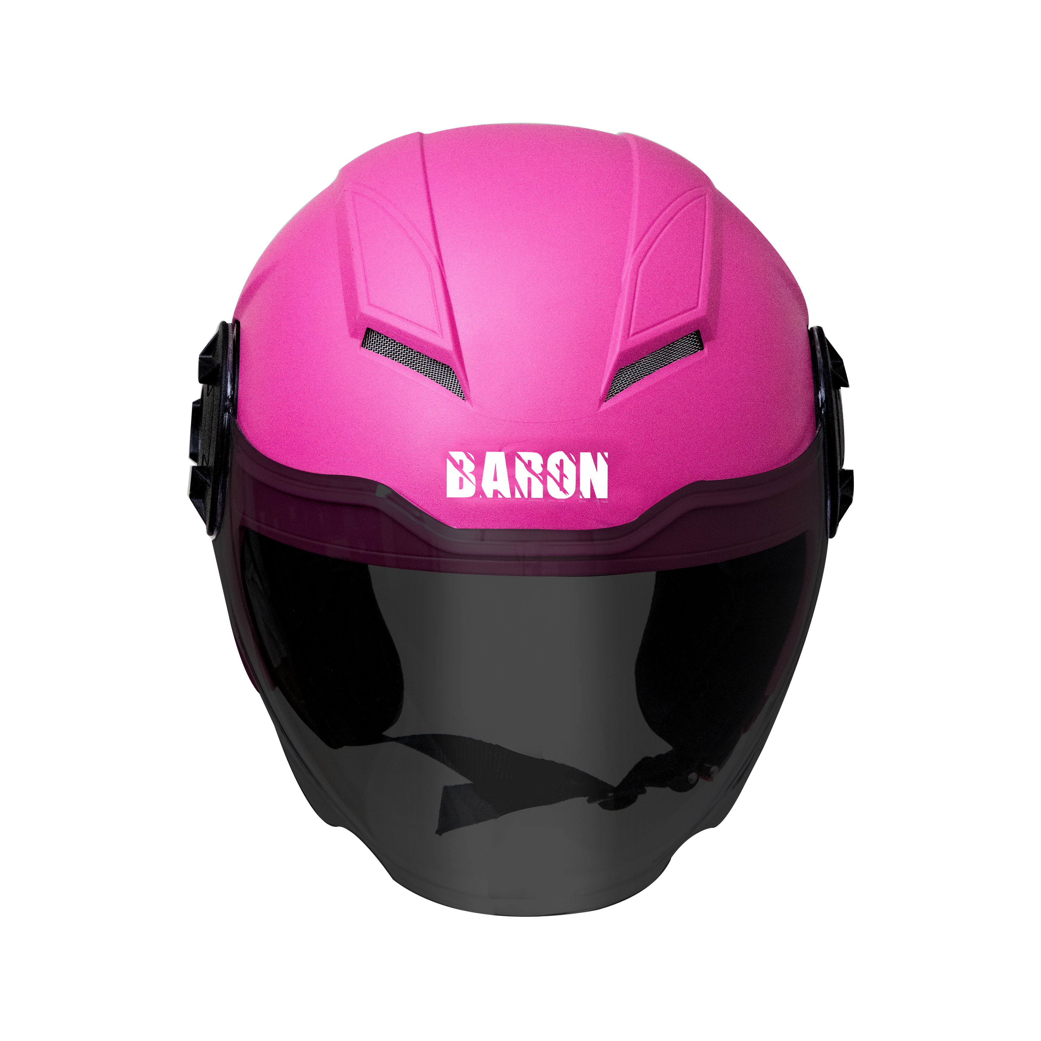 Steelbird Baron Open Face Helmet, ISI Certified Helmet (Dashing Pink With Smoke Visor)